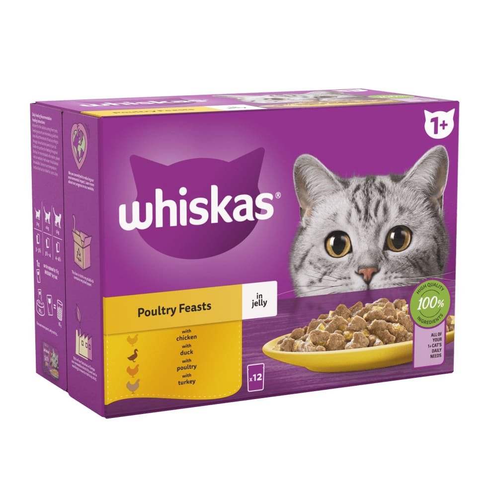 Whiskas Poultry Feasts in Jelly 1+ Adult Wet Cat Food Pouches