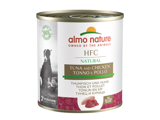 Almo Nature HFC Natural Wet Dog Food in Tin - Tuna And Chicken - 290g