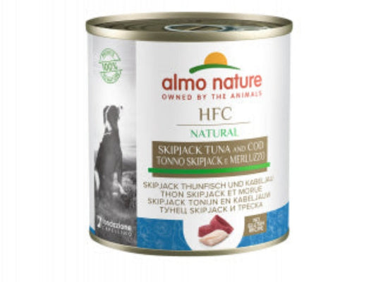 Almo Nature HFC Natural Wet Dog Food in Tin - Skip Jack Tuna And Cod - 280g