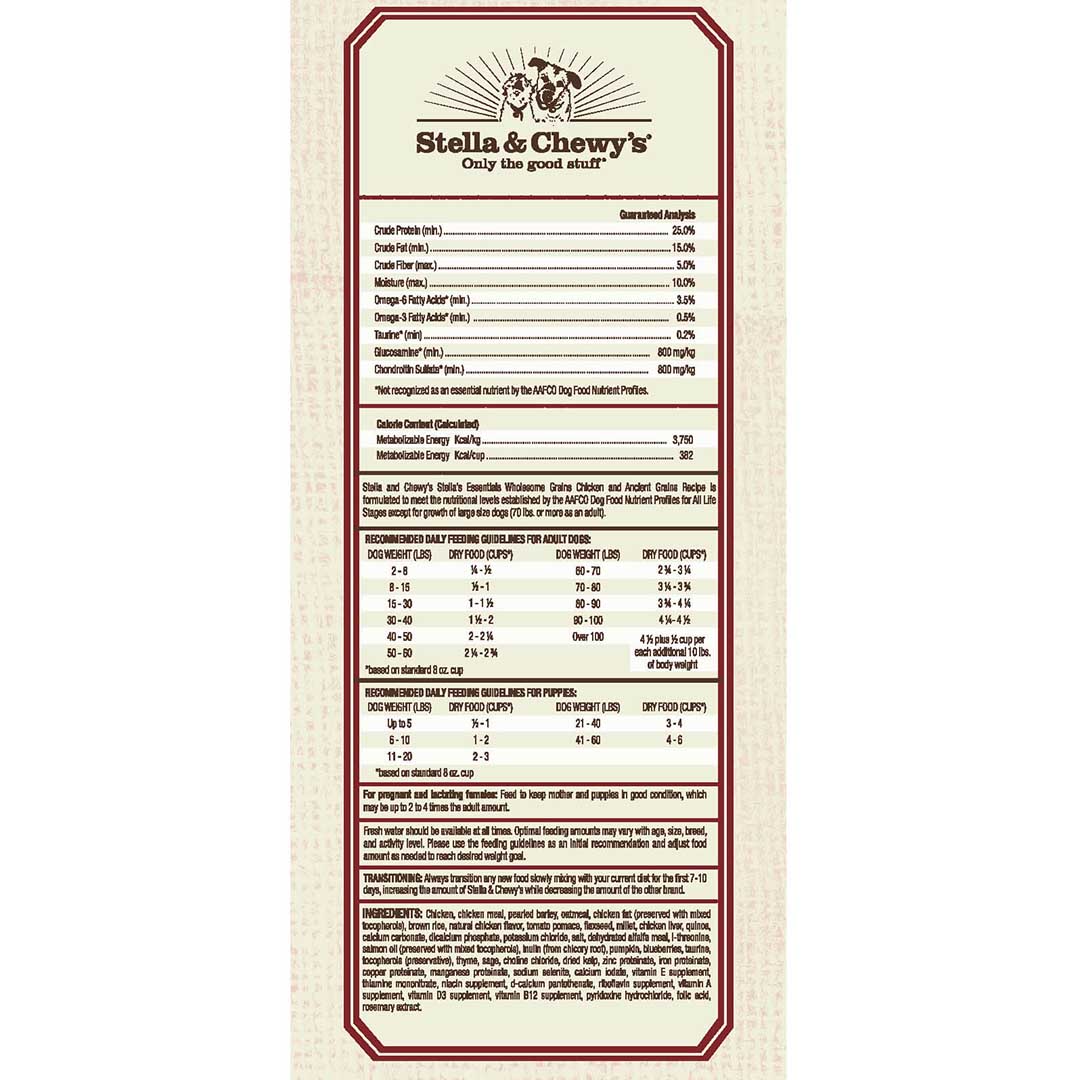 Stella & Chewy's Essentials Grass-Fed Chicken & Ancient Grains Dry Dog Food