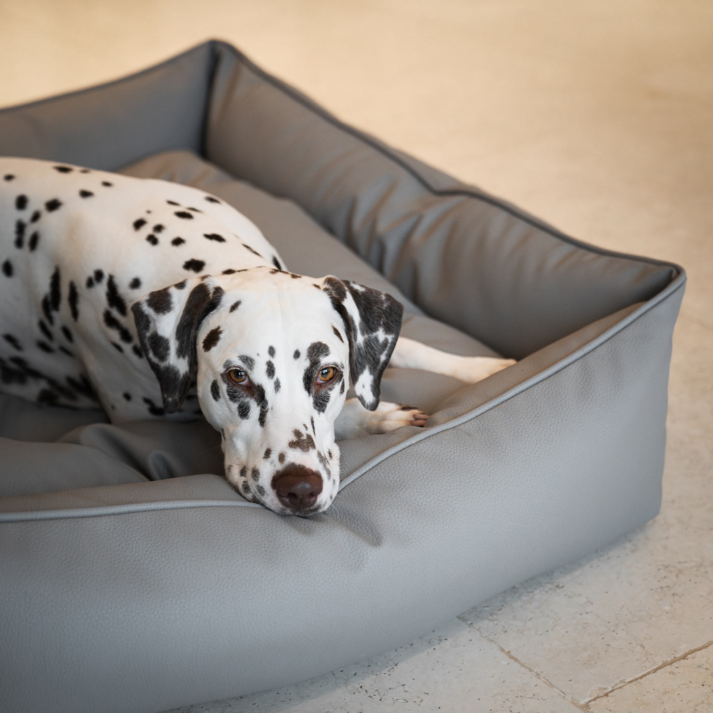 Box Bed With Removable Covers in Rhino Tough Granite Faux Leather by Lords & Labradors