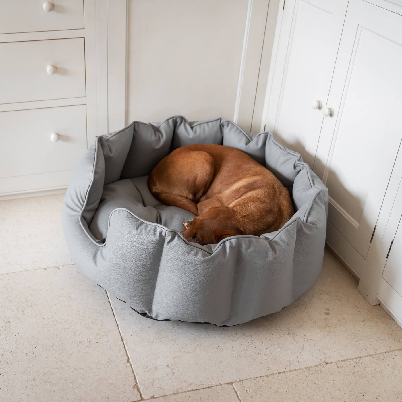 High Wall Bed With Removable Covers in Rhino Tough Granite Faux Leather by Lords & Labradors