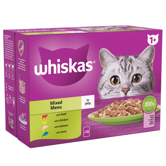 Whiskas Mixed Menu in Jelly 1+ Adult Wet Cat Food Pouches