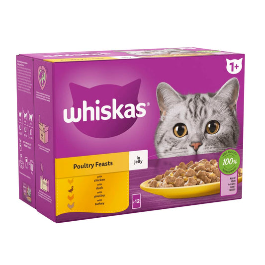 Whiskas Poultry Feasts in Jelly 1+ Adult Wet Cat Food Pouches